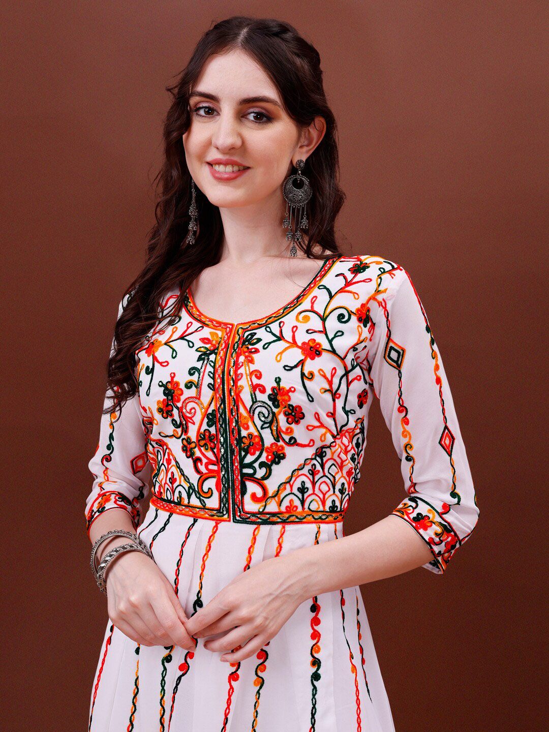 KALINI Chikankari Embroidery Georgette Anarkali Kurta & Dupatta