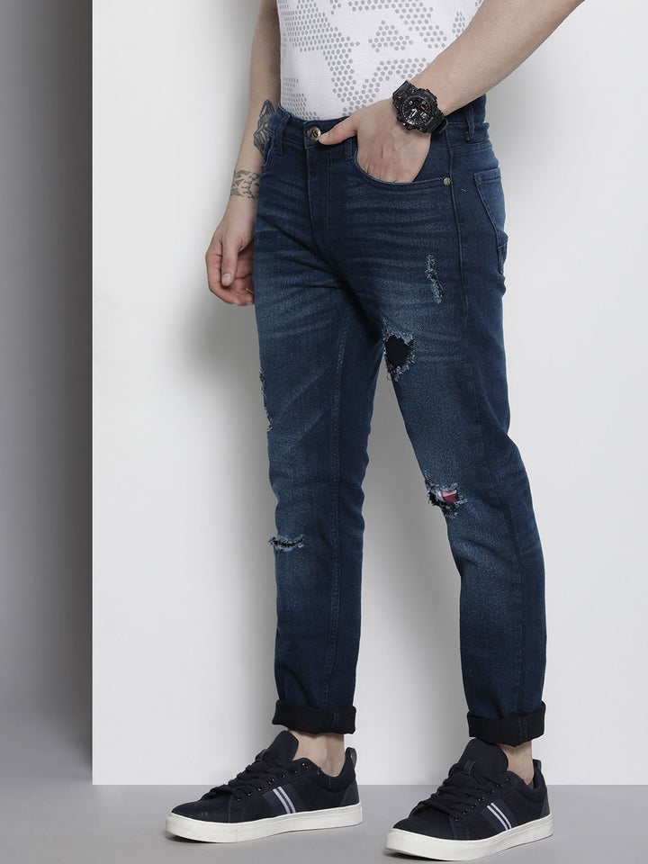 The Indian Garage Co Men Slim Fit Slash Knee Stretchable Jeans