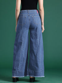 Pakaian wanita pakaian jeans lebar kaki lebar