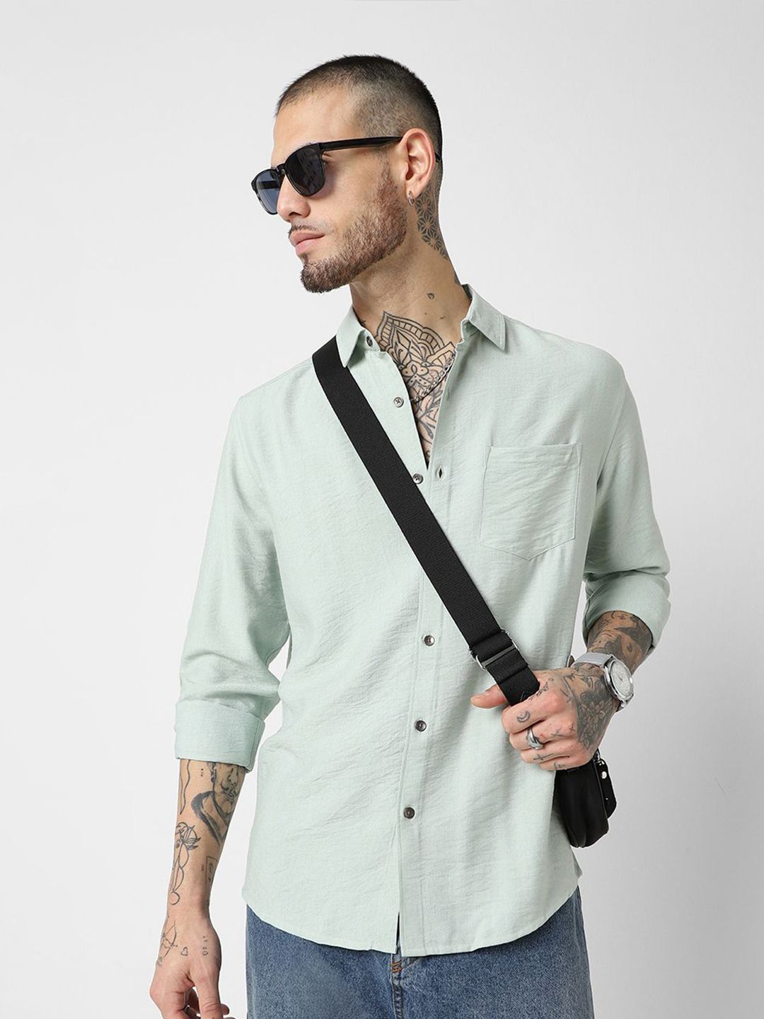 VASTRADO Men Classic Slim Fit Opaque Casual Shirt