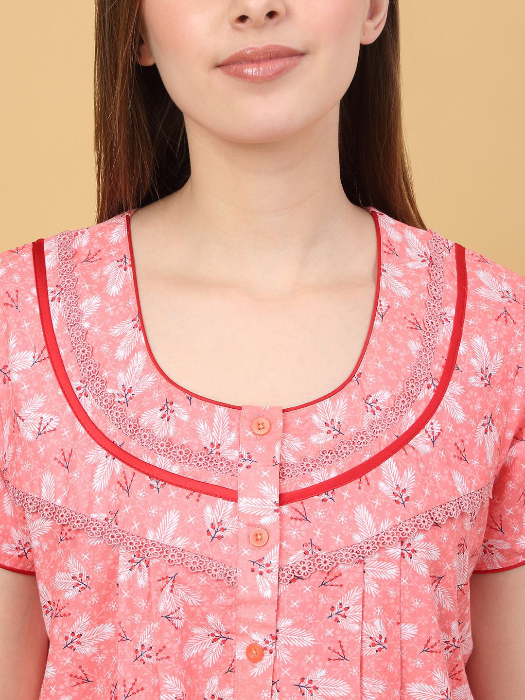 Sweet Dreams Women Floral Printed Pure Cotton Maxi Nightdress