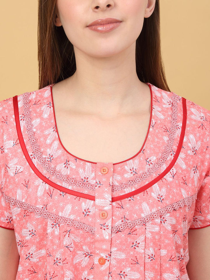 Sweet Dreams Women Floral Printed Pure Cotton Maxi Nightdress