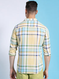 The Indian Garage Co Slim Fit Tartan Checked Pure Cotton Twill Casual Shirt