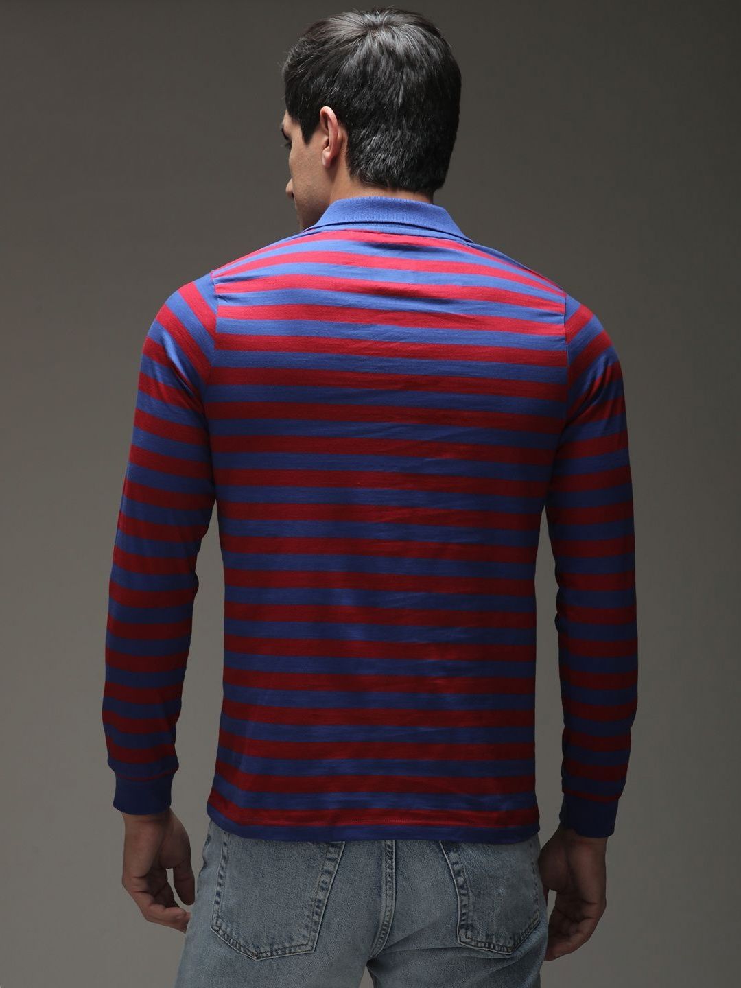 Difference of Opinion Men Striped Polo Collar Cotton T-shirt