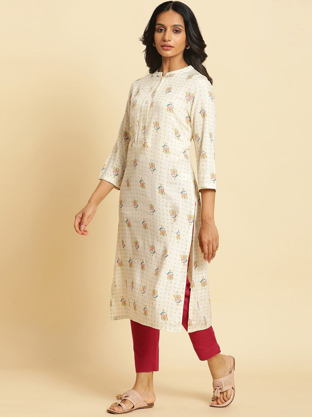 W Geometric Printed Mandarin Neck Kurta