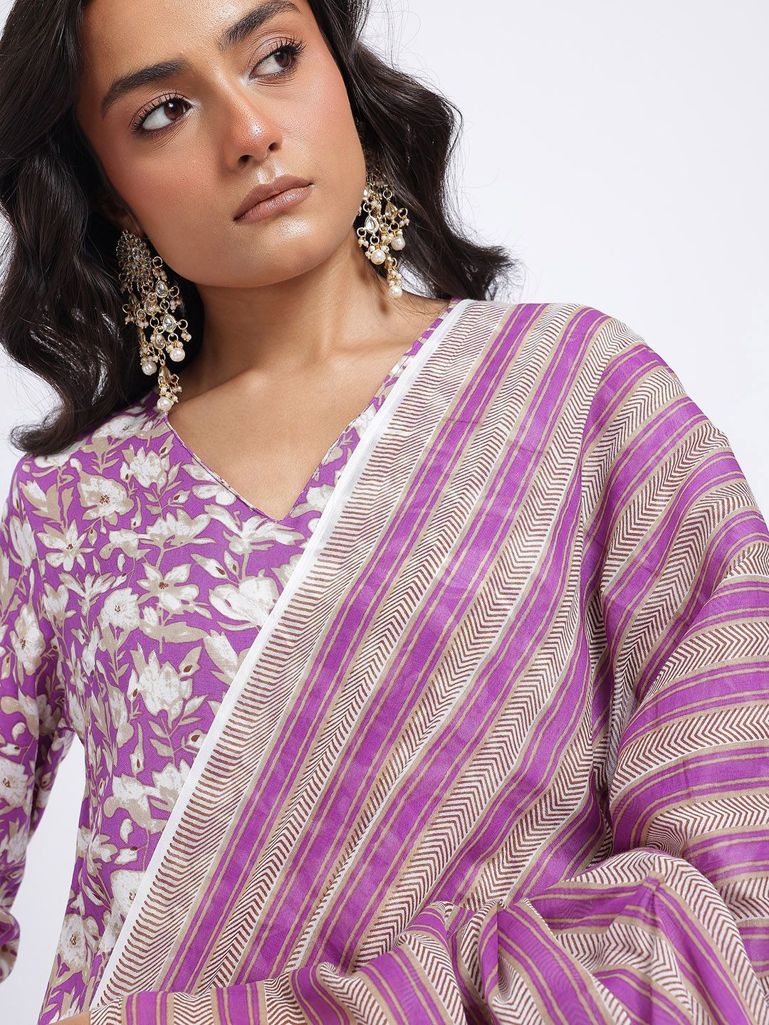 Anouk Women Indie Floral Printed Kurta with Trousers & Dupatta