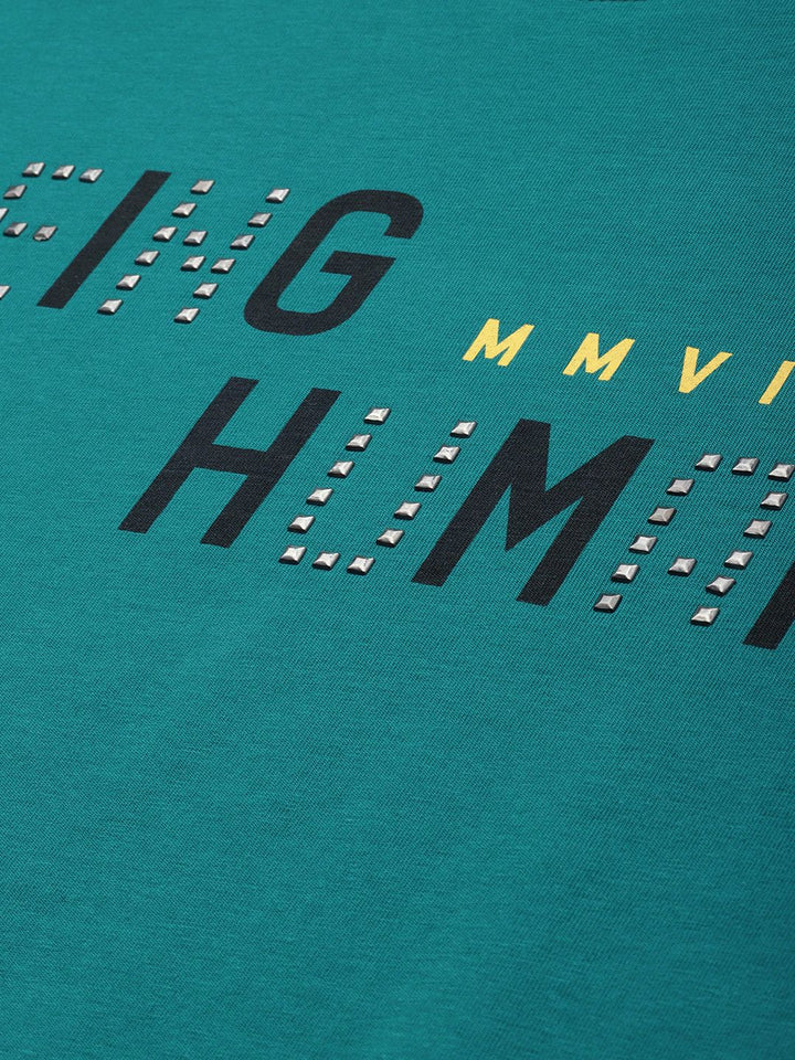 Being Human Men Typography Print With Embellishment T-shirt