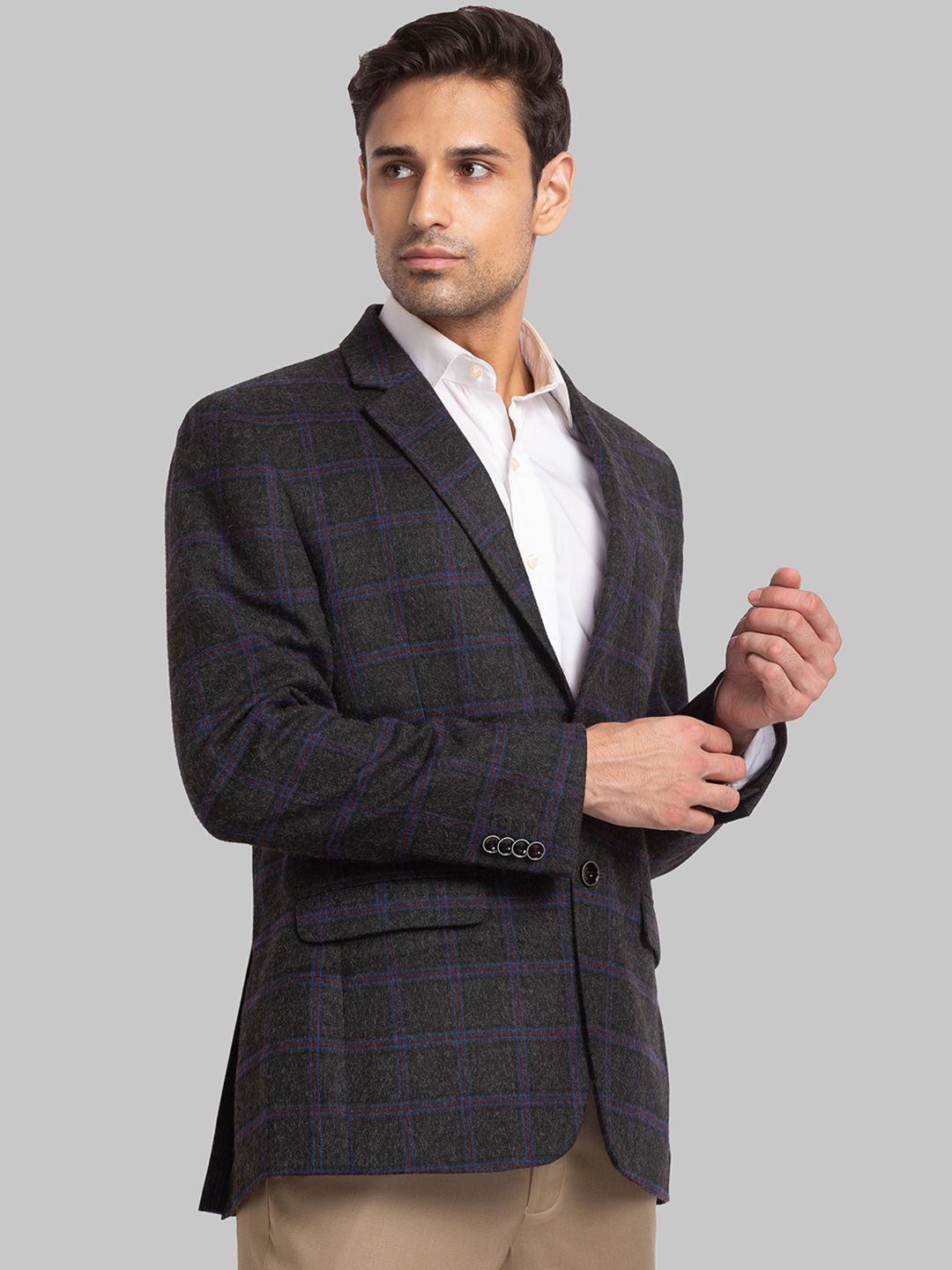Park Avenue Men Checked Single-Breasted Formal Blazer