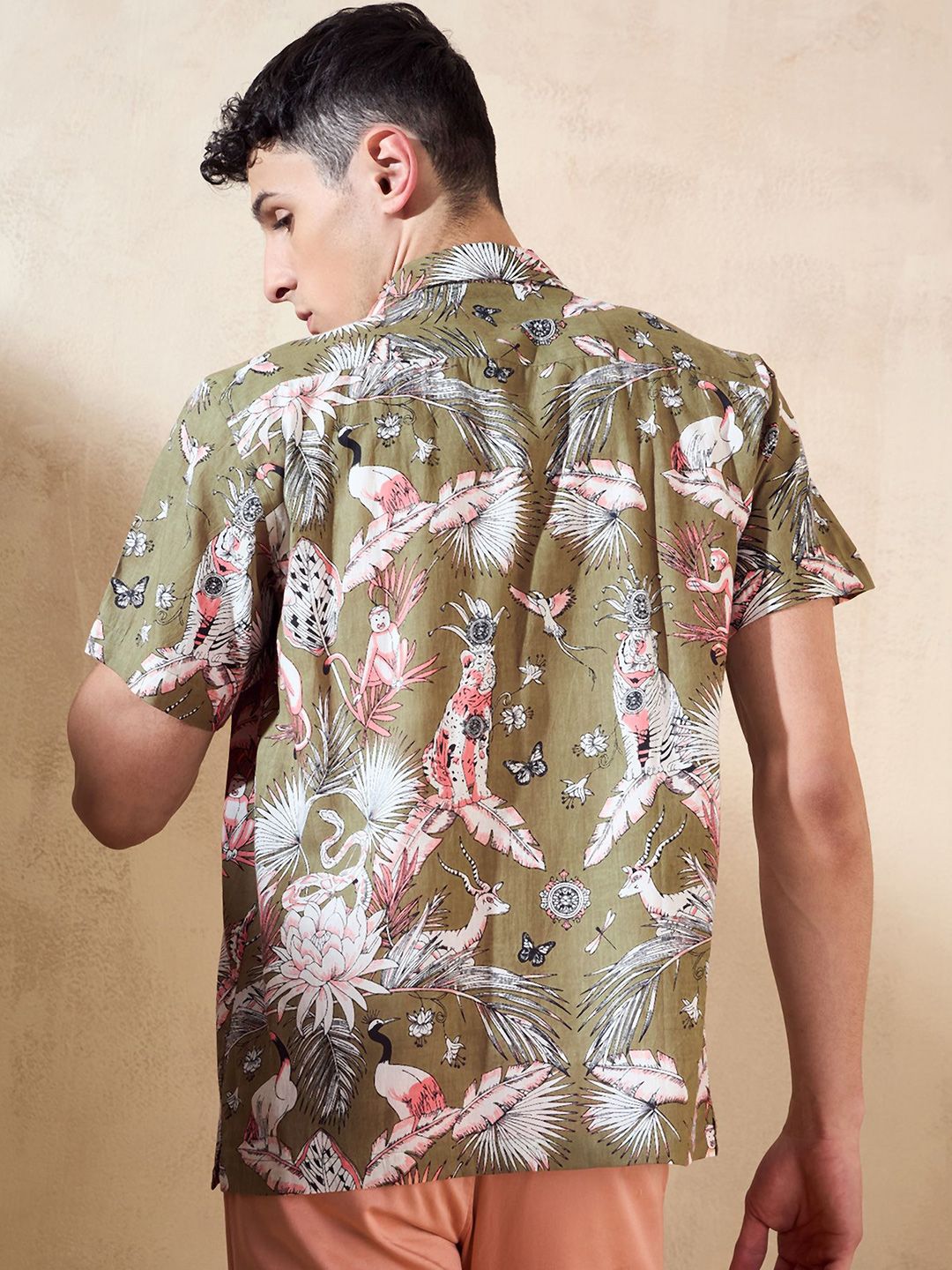 DENNISON Pure Cotton Tropical Printed Oversized Casual Shirt