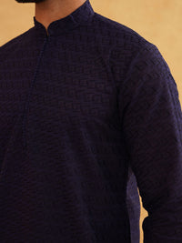 SOJANYA Kurta Lurus Kapas Tulen Bersulam Geometrik Biasa Dengan Churidar