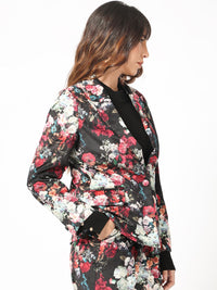 Rareism Floral Printed Slim-Fit Single-Breasted Blazer