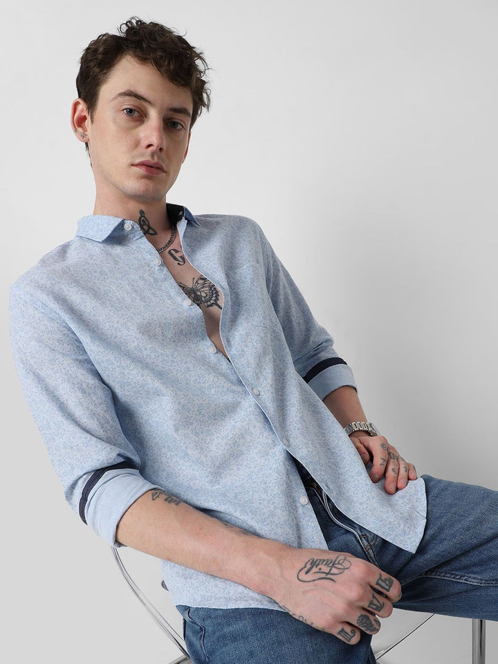 VASTRADO Men Classic Slim Fit Floral Opaque Printed Casual Shirt