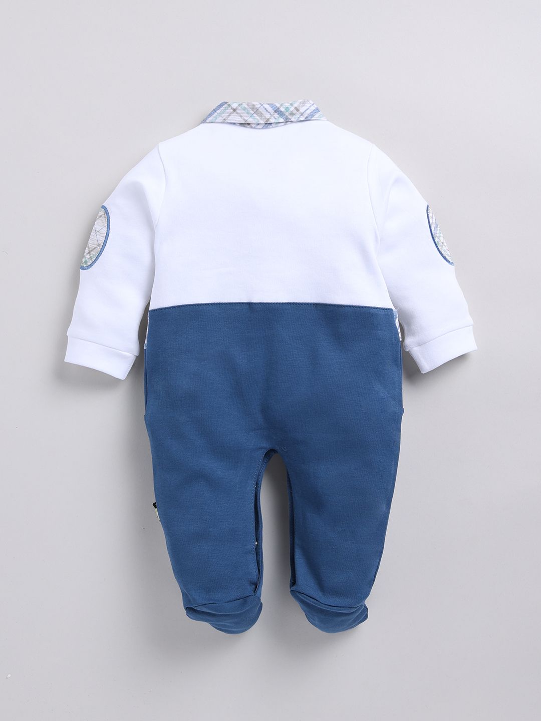 Moms Love Infant Boys Pocket Detail Checked Sleepsuit