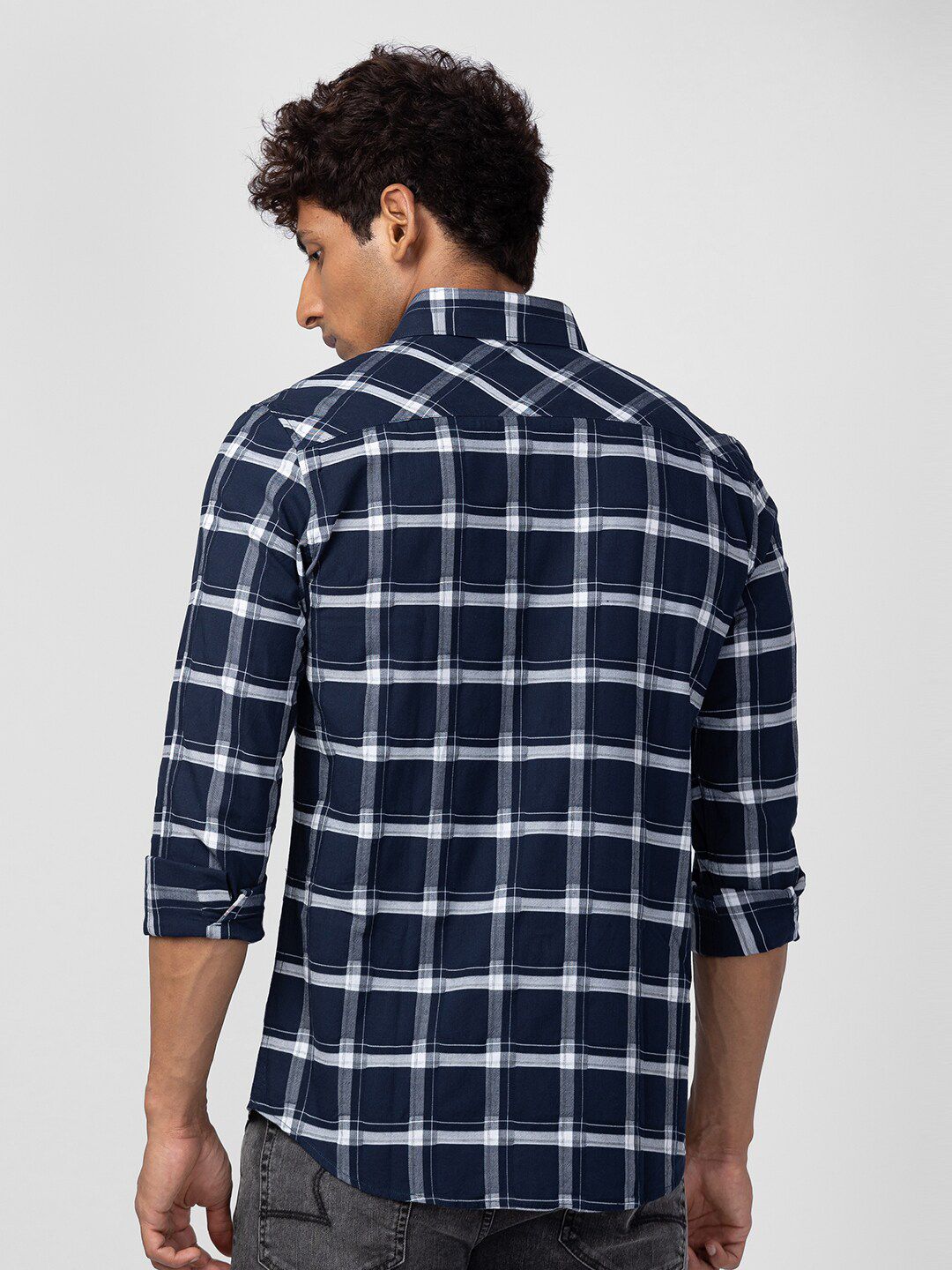 SPYKAR Men Windowpane Checked Casual Shirt
