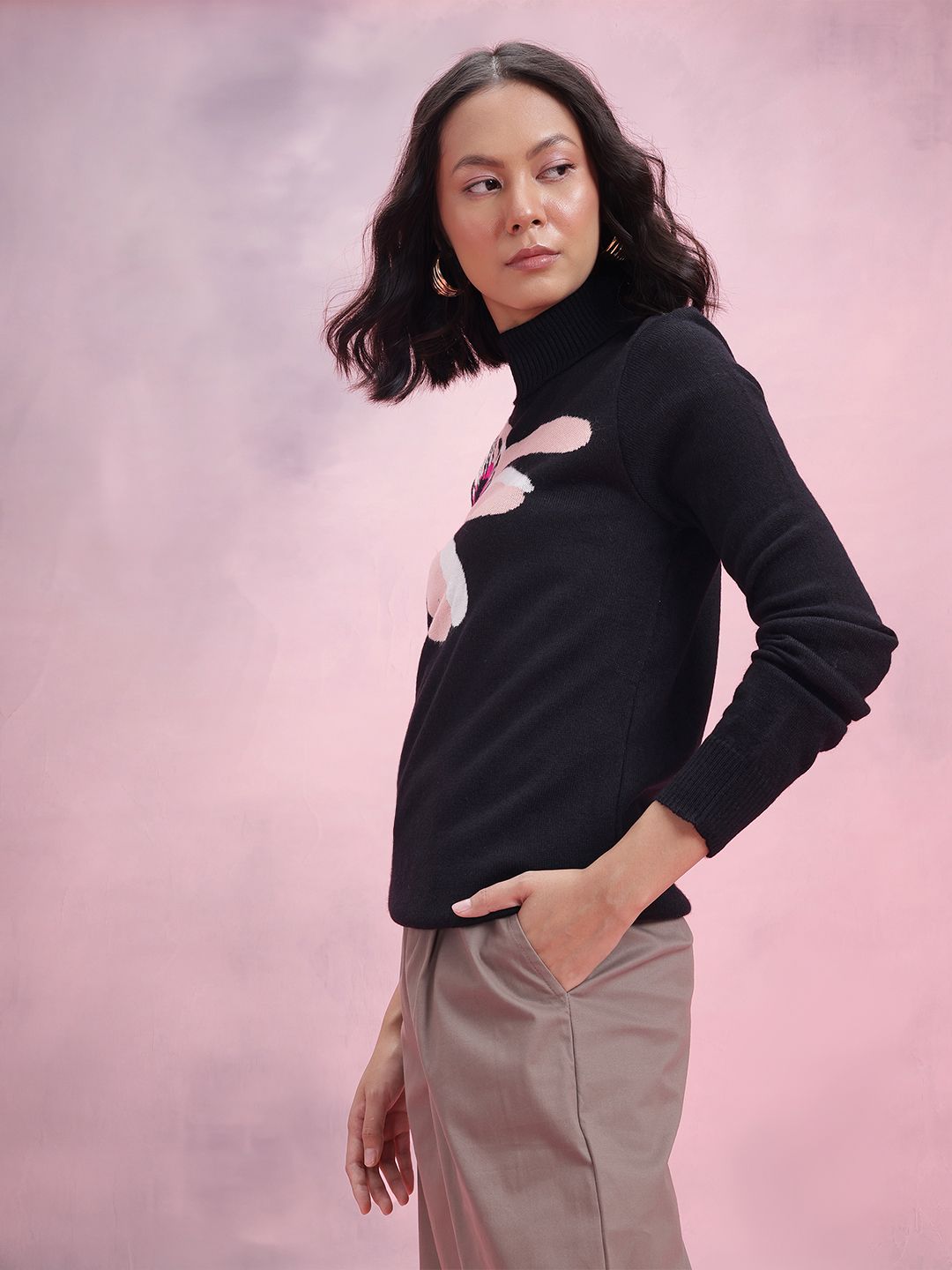 DressBerry Floral Turtle Neck Pullover