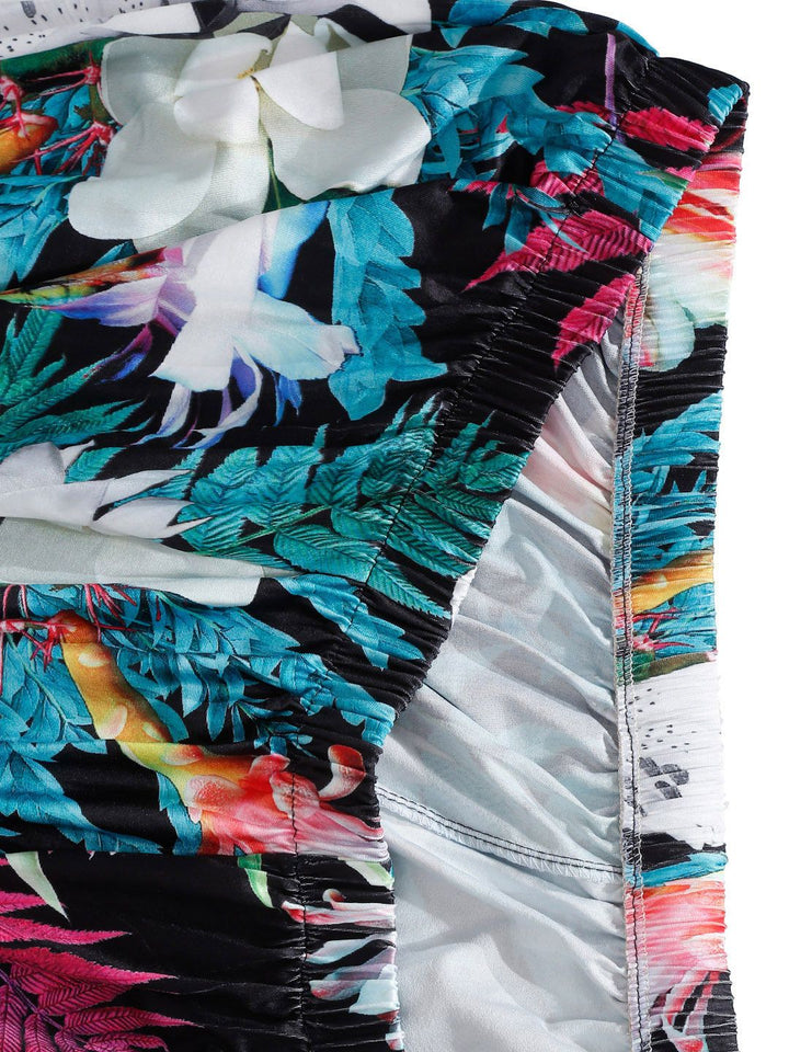 Cortina Teal Blue & Pink Floral Printed 3-Seater Sofa Cover