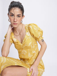 DressBerry Floral Dreams Sweetheart Neck Ruched Front Slit Sheath Dress