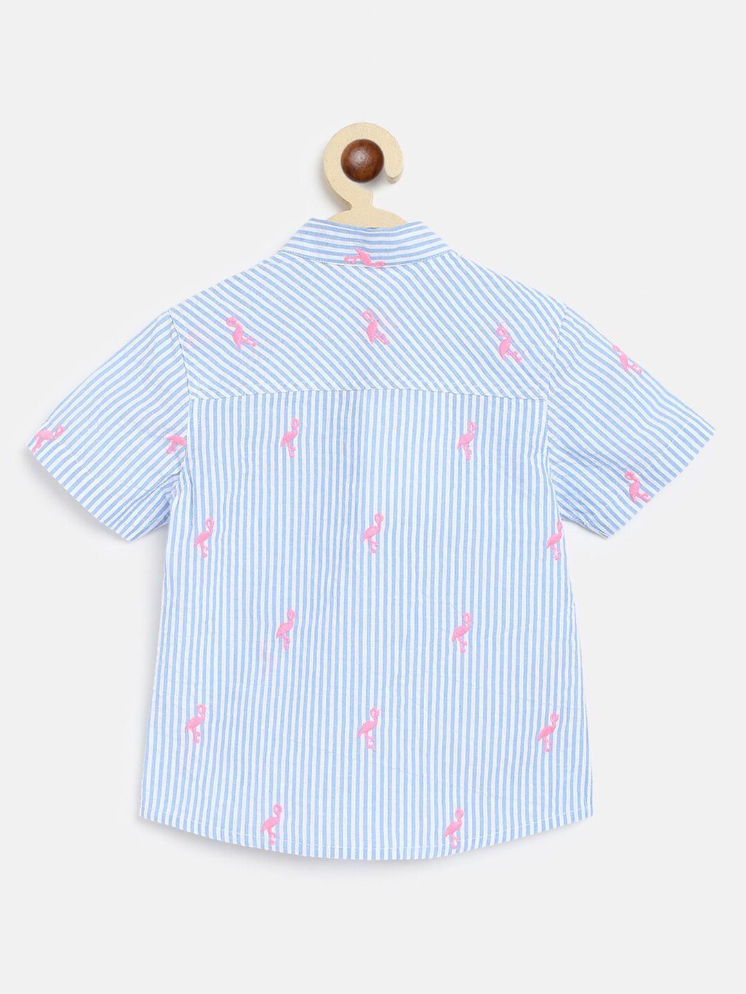 Nauti Nati Boys Blue & White Striped Pure Cotton Shirt with Shorts