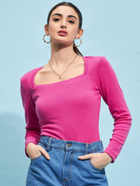STREET 9 Square Neck Fitted Cotton Top