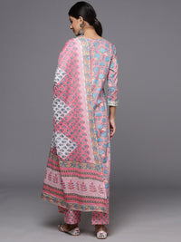 Libas Women Floral Printed Gotta Patti Pure Cotton Kurta with Trousers & With Dupatta