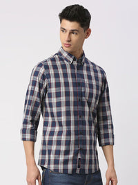 Being Human Men Slim Fit Button-Down Collar Tartan Checks Opaque Checked Casual Shirt
