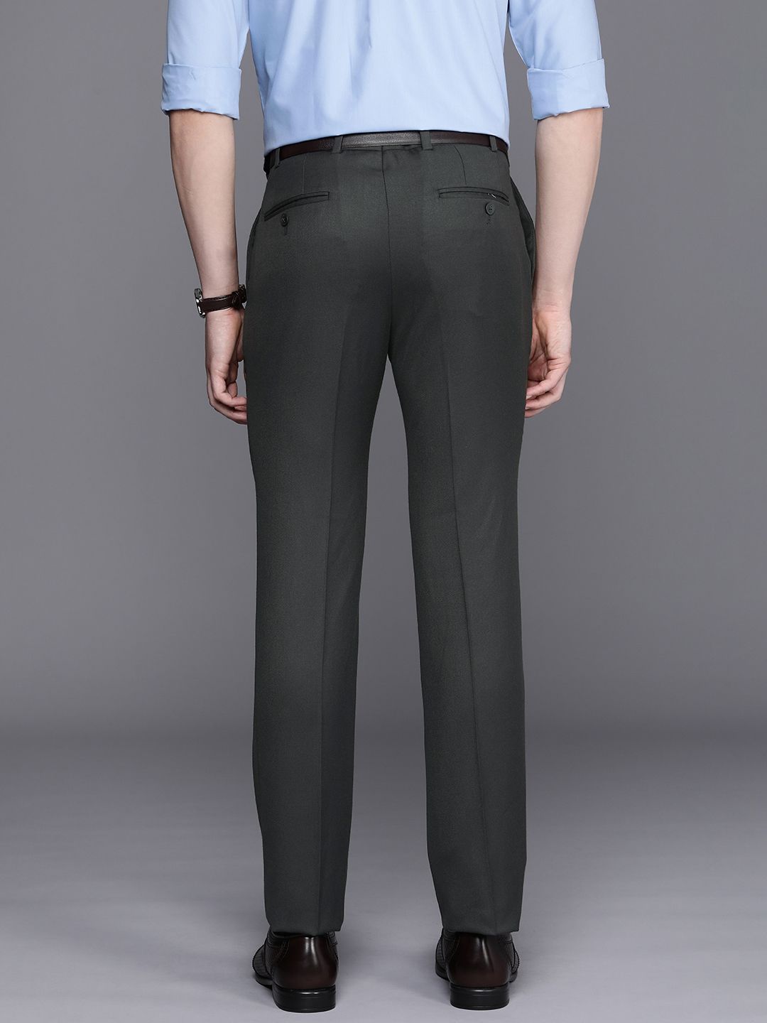 Raymond Men Textured Slim Fit Formal Trousers