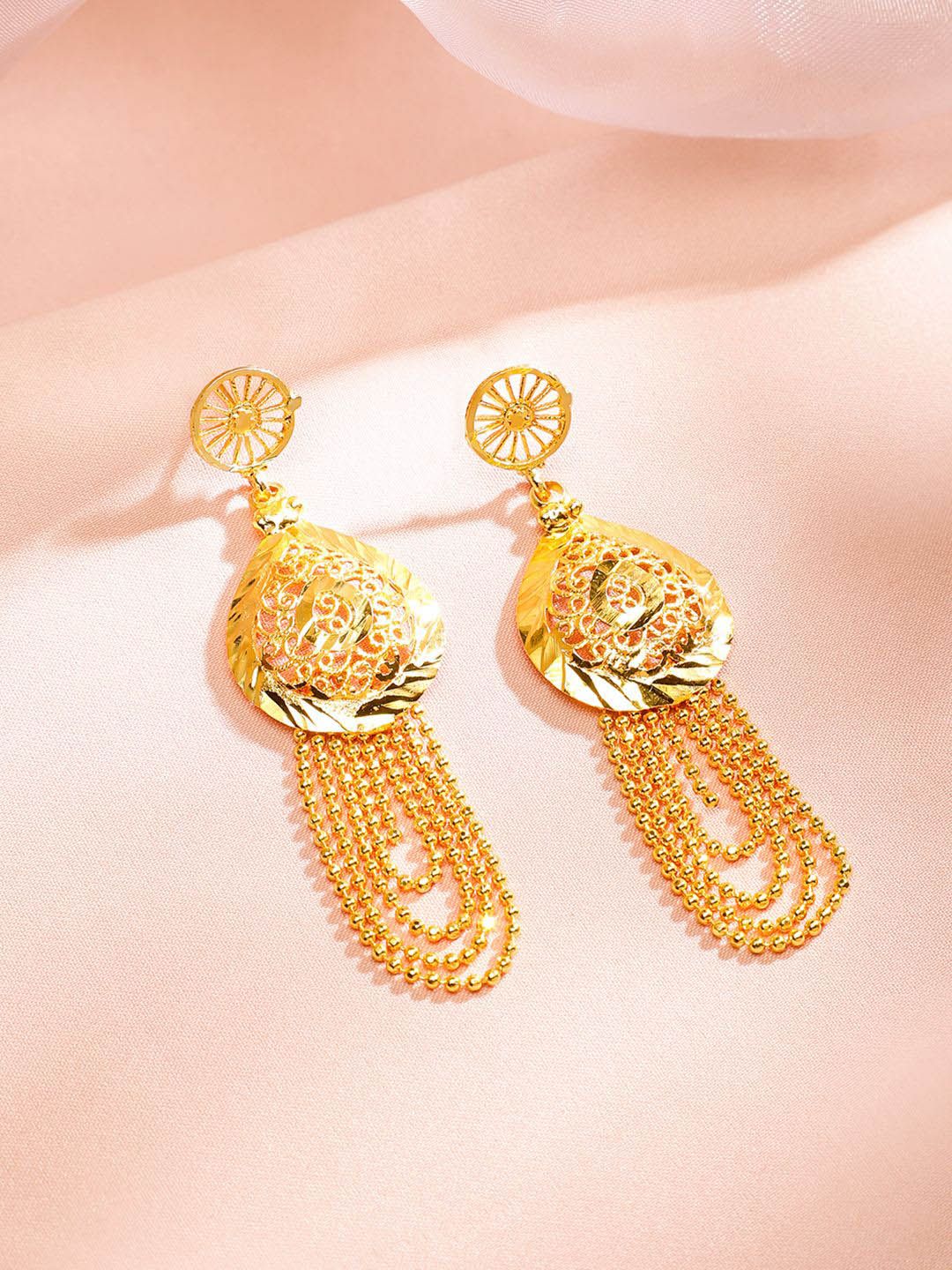 Rubans 18K Gold-Plated Textured Disc & Multi-Layer Beaded Statement Necklace Set