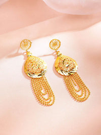 Rubans 18K Gold-Plated Textured Disc & Multi-Layer Beaded Statement Necklace Set