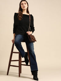 all about you Women Black Cable Knit Pullover