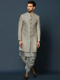 KISAH Men Woven-Design Cotton Indowestern Sherwani Dhoti Set