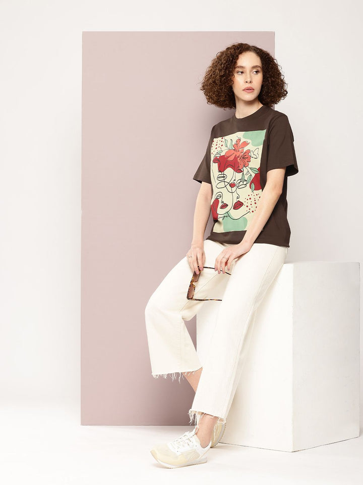 DILLINGER Women Printed Pure Cotton Oversized T-shirt