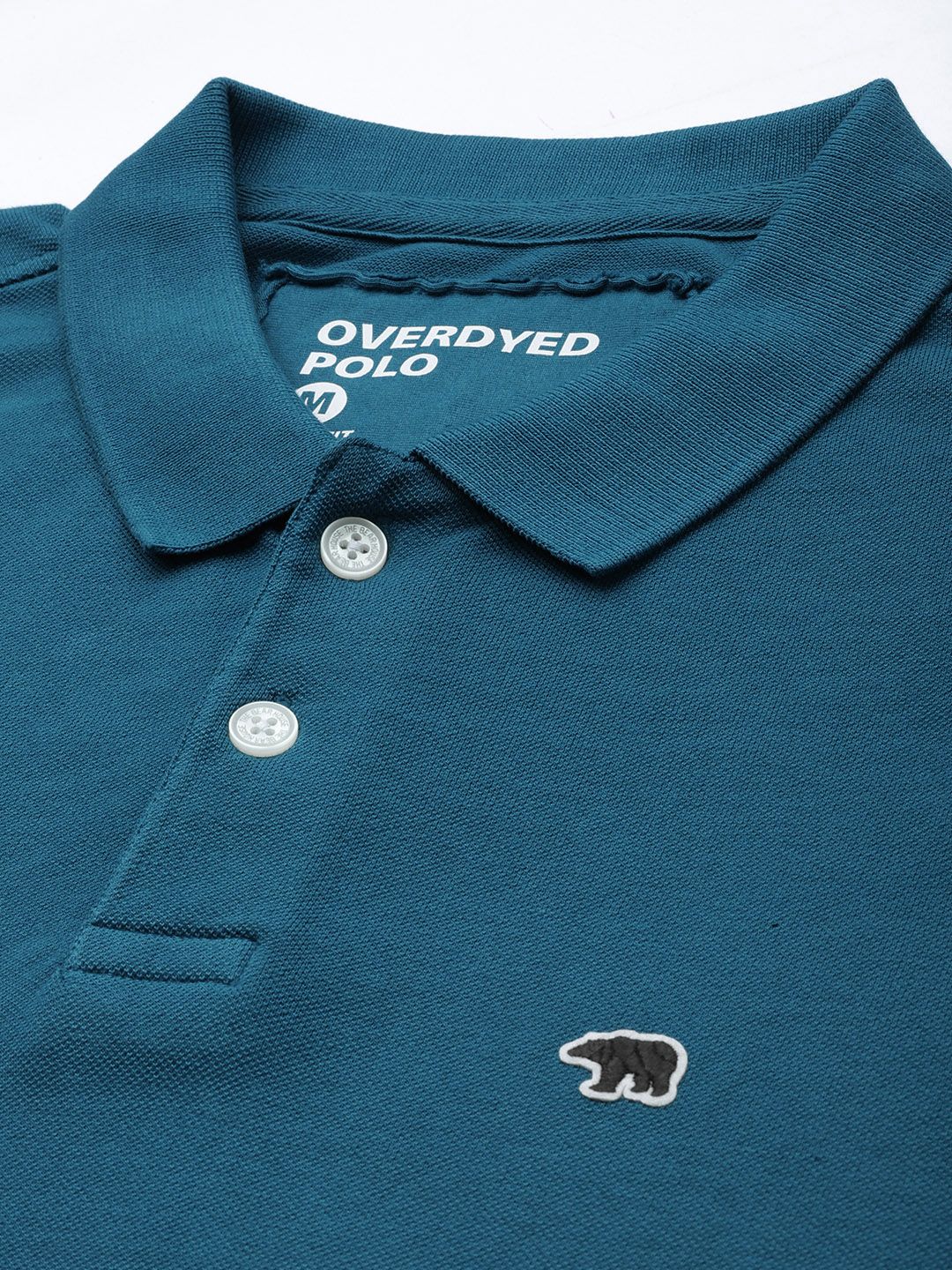 THE BEAR HOUSE Men Teal Blue Polo Collar Slim Fit Cotton Pure Cotton T-shirt