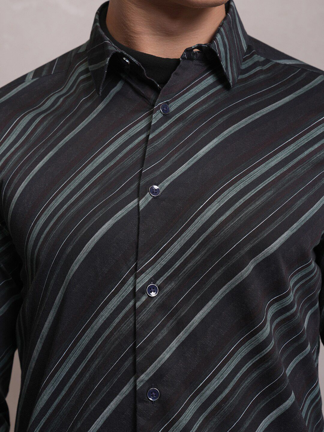 LOCOMOTIVE Luxe Slim Fit Striped Satin Party Shirt