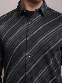 LOCOMOTIVE Luxe Slim Fit Striped Satin Party Shirt