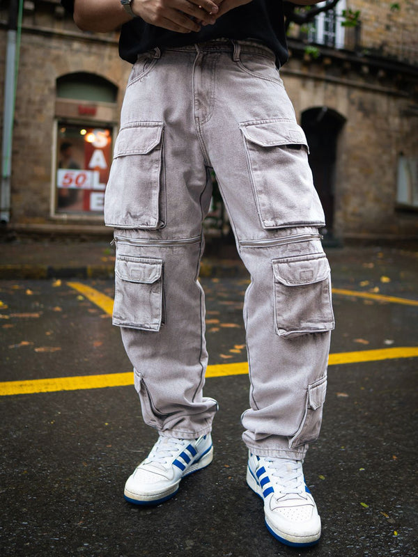 Powerlook Men Cotton Loose Fit Cargos Jeans