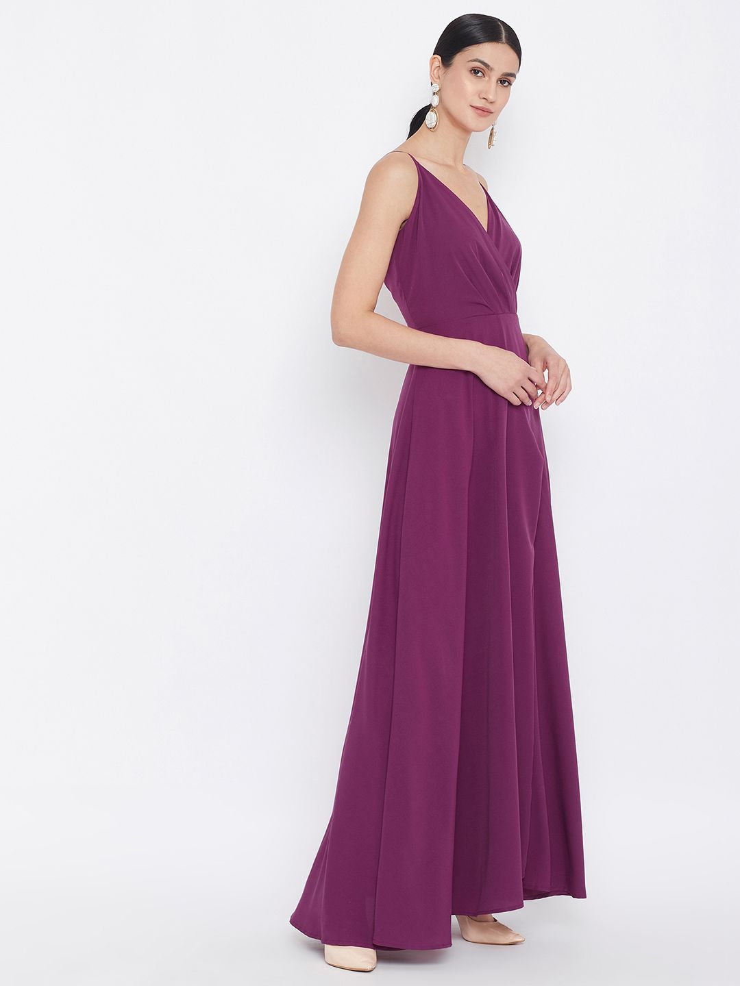 Berrylush Women Purple Solid Maxi Dress