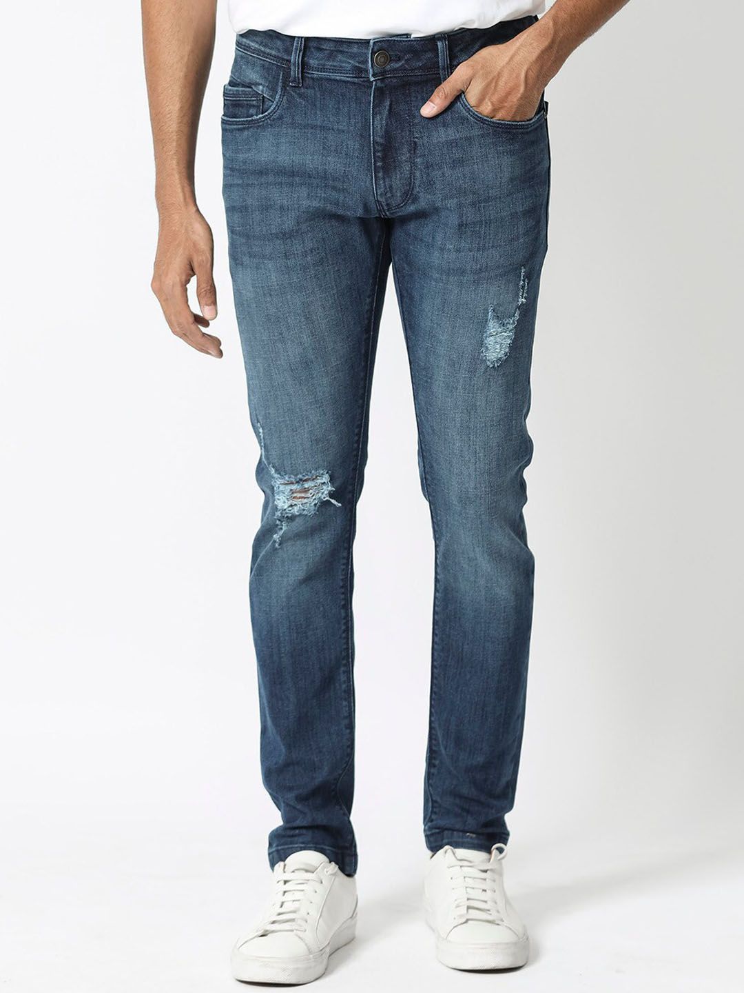 RARE RABBIT Men Hawkins Slim Fit Mid-Rise Stretchable Jeans