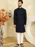 SOJANYA Geometric Embroidered Thread Work Pure Cotton Straight Kurta with Churidar