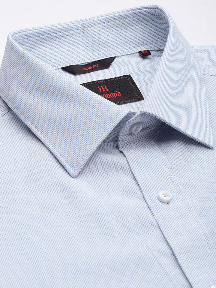 Raymond Pure Cotton Self Design Textured Slim Fit Formal Shirt