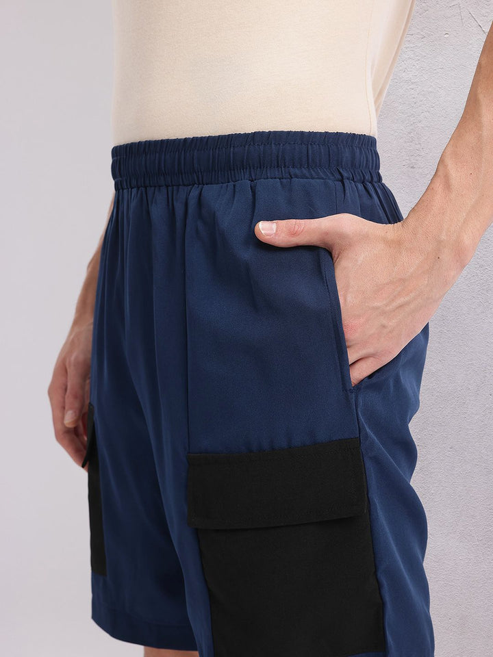 HRX by Hrithik Roshan Men Colourblocked Mid-Rise Cargo-Style Lifestyle Shorts