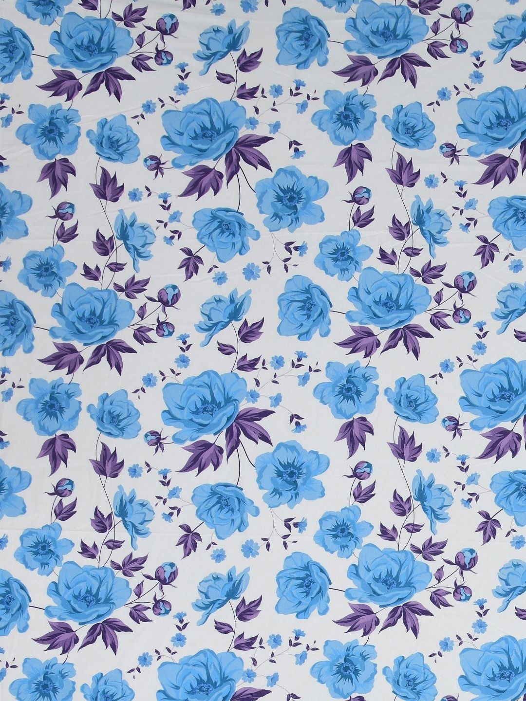 BBOMBAY DYEING Epigram Blue Floral Pure Cotton 120TC Queen Bedsheet Set 2.28 m X 2.54 m