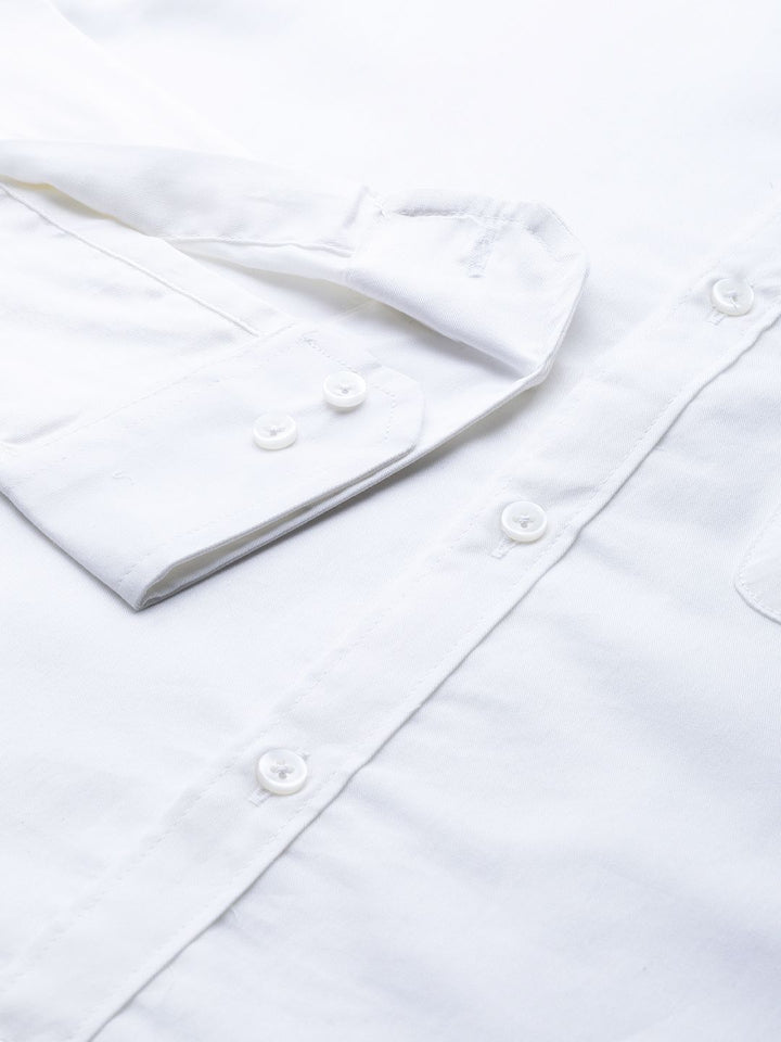 DENNISON Men White Smart Slim Fit Water & Stain Repellent Pure Cotton Solid Casual Shirt
