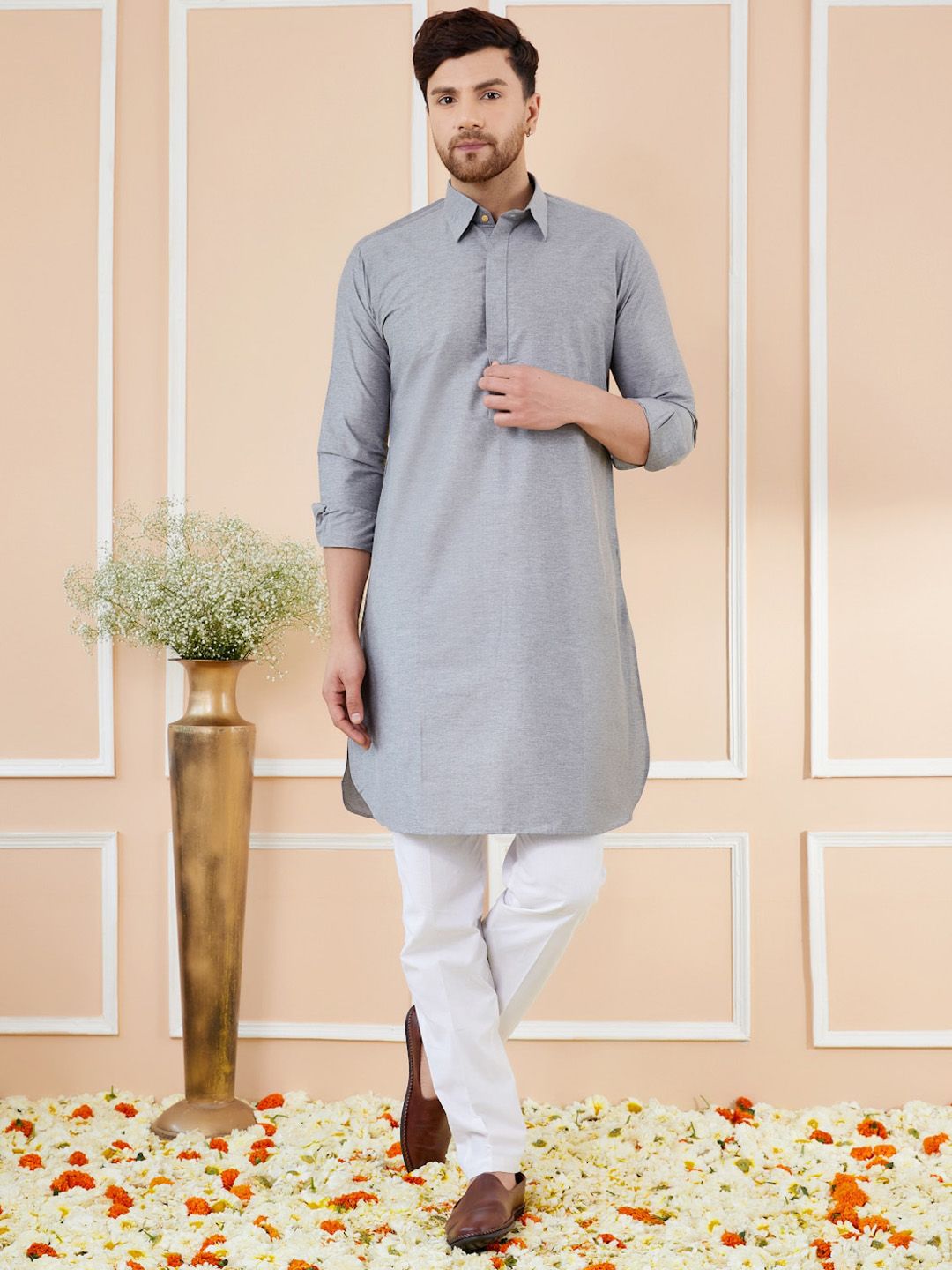 See Designs Shirt Collar Cotton Pathani Kurta