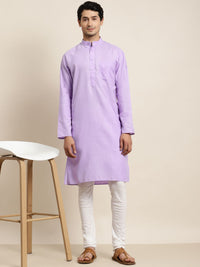 Anug by SOJANYA Men Purple Band Collar Kurta