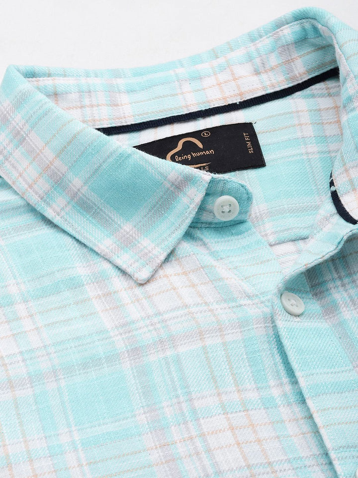 Being Human Slim Fit Checked Pure Cotton Casual Shirt