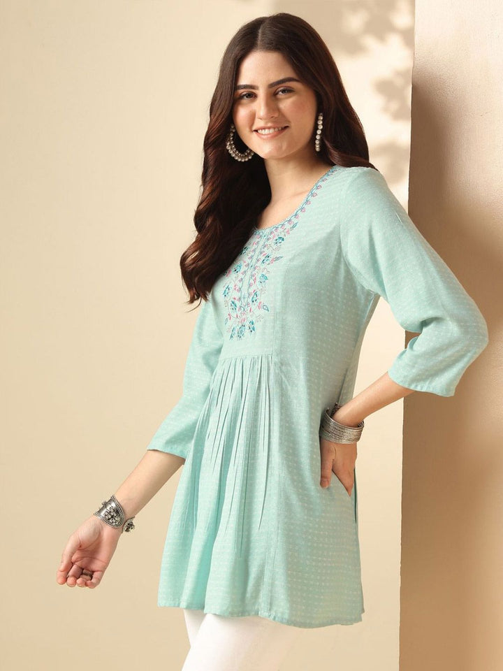 Anouk Embroidered Round Neck A-line Top