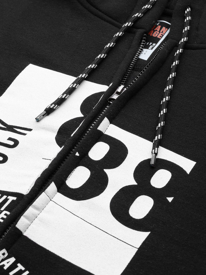 The Indian Garage Co Men Black Hooded Sweatshirt