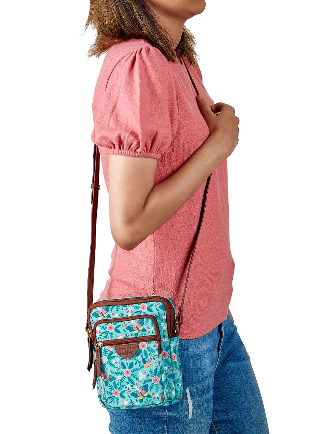 TEAL BY CHUMBAK Birds of Paradise Structured Sling Bag