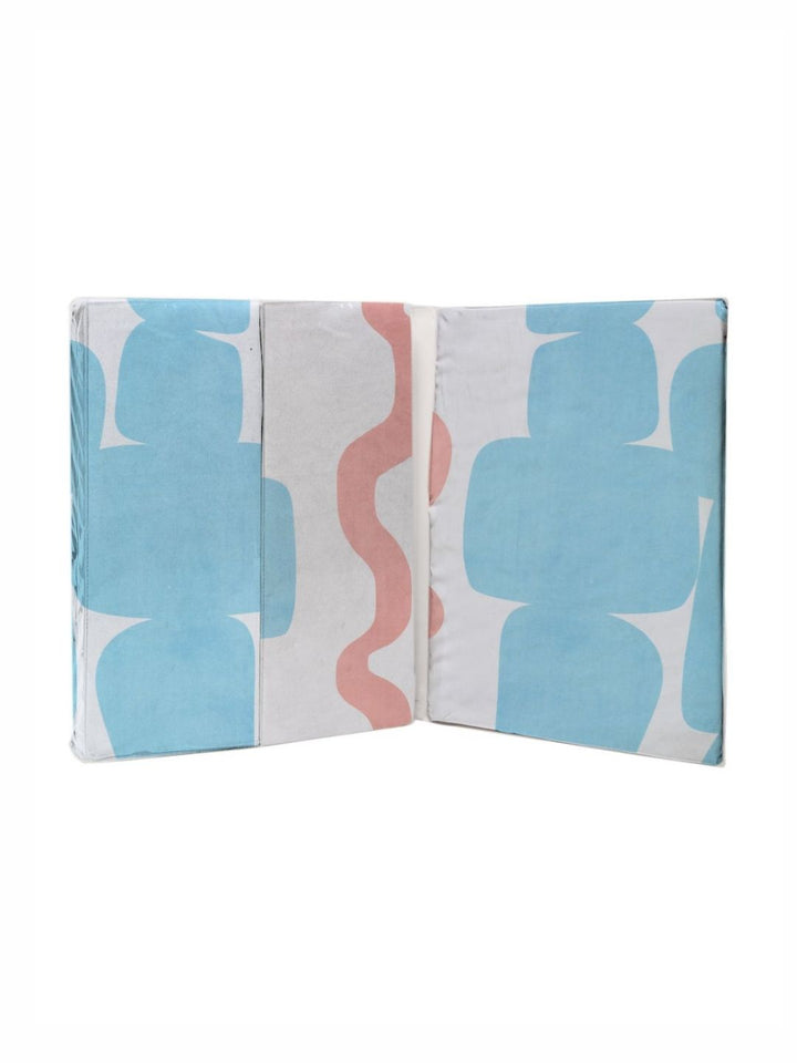 Myntra Elegant Homes Blue Abstract Cotton 300 TC King Fine Bedsheet with 2 Pillow Covers-96 x 89 inches