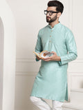 SOJANYA Striped Band Collar Straight Kurta